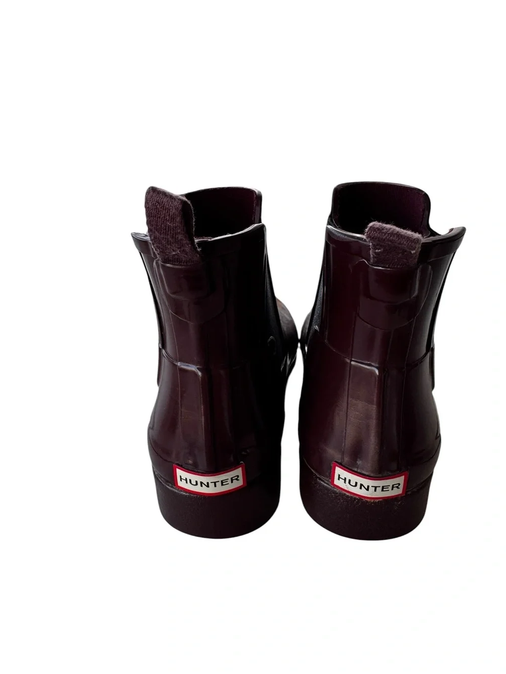 Hunter Burgundy Dark Plum Original Chelsea Waterproof Ankle Rain Boots Size 7.5